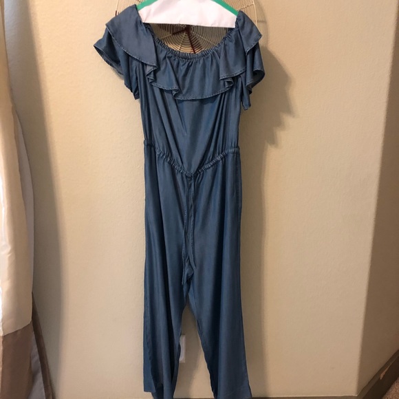 Loft denim jumpsuit off the shoulder - Picture 8 of 8